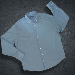 Peter Millar XL Summer Comfort Blue Micro Check Long Sleeve Button-Down Shirt